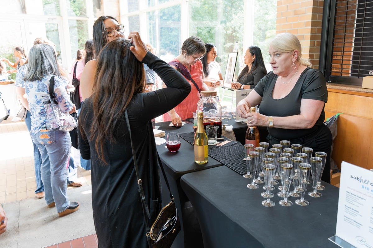 Guests at the launch party bar